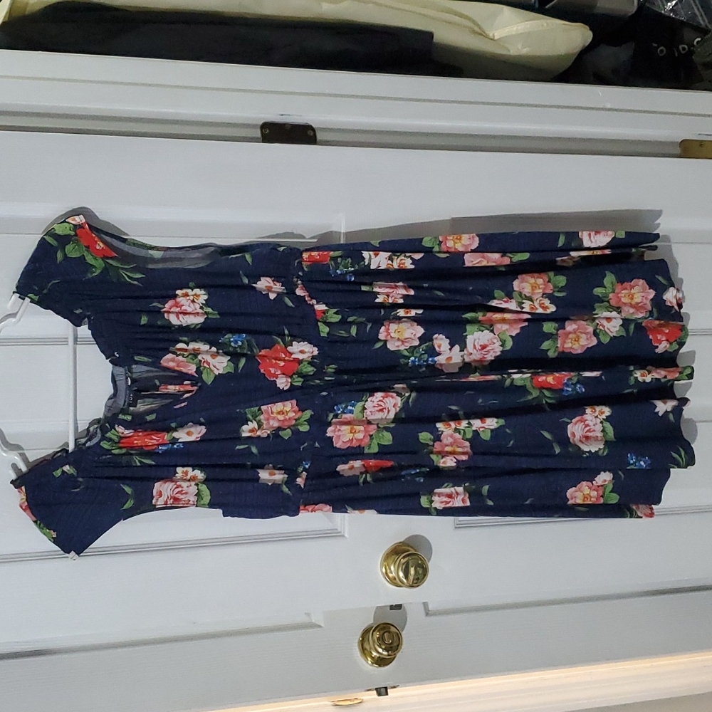 Torrid Navy Floral Tie-front Skater Dress